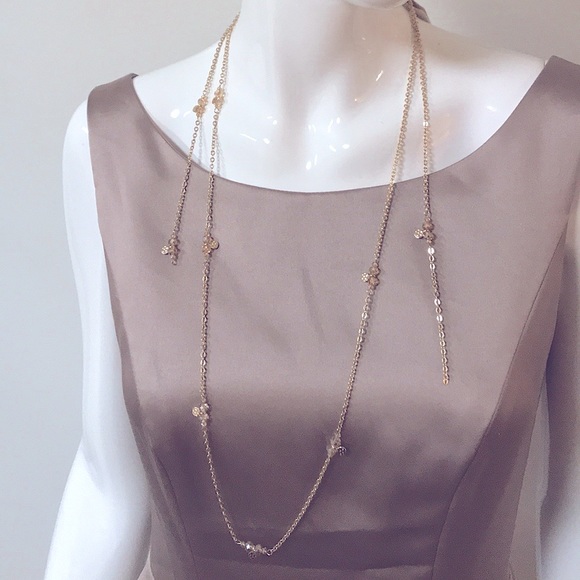 NEW 2pc Jewelry Set, Wraparound Sparkly Gold Beaded Multi-Wear Necklace+Earrings - Picture 2 of 16